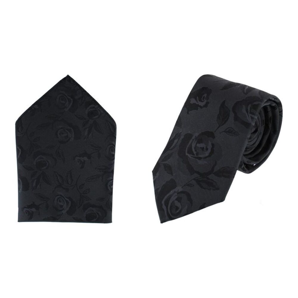 Ascentix Rose Print Tone on Tone Tie & Pocket Square Bundle